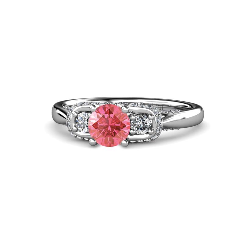 Erela Signature Three Stone with Side Diamond Engagement Ring 