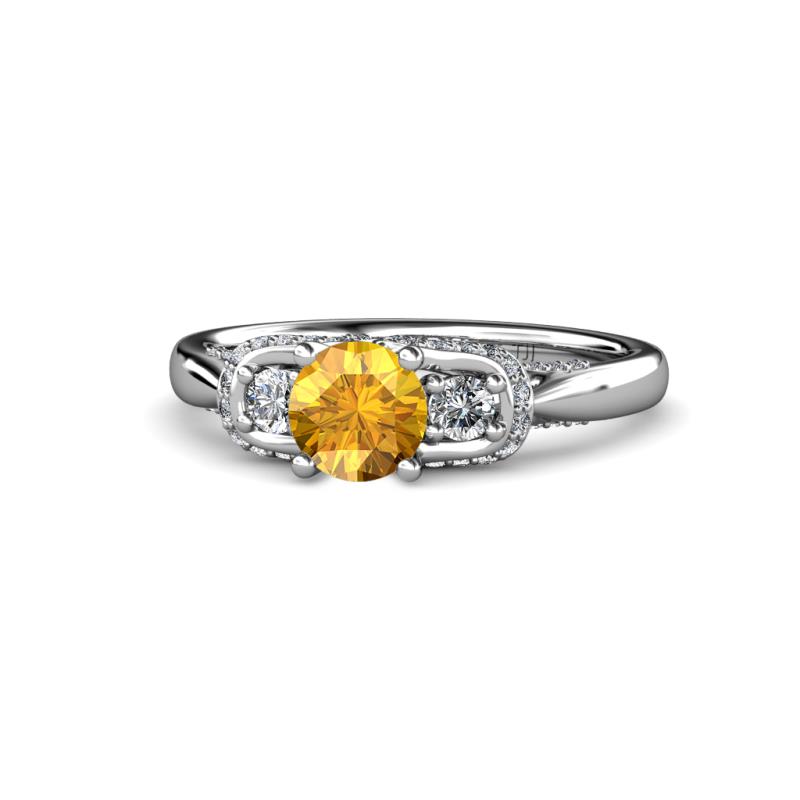 Erela Signature Three Stone with Side Diamond Engagement Ring 