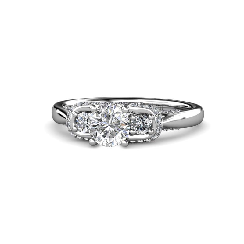 Erela Signature Three Stone with Side Diamond Engagement Ring 