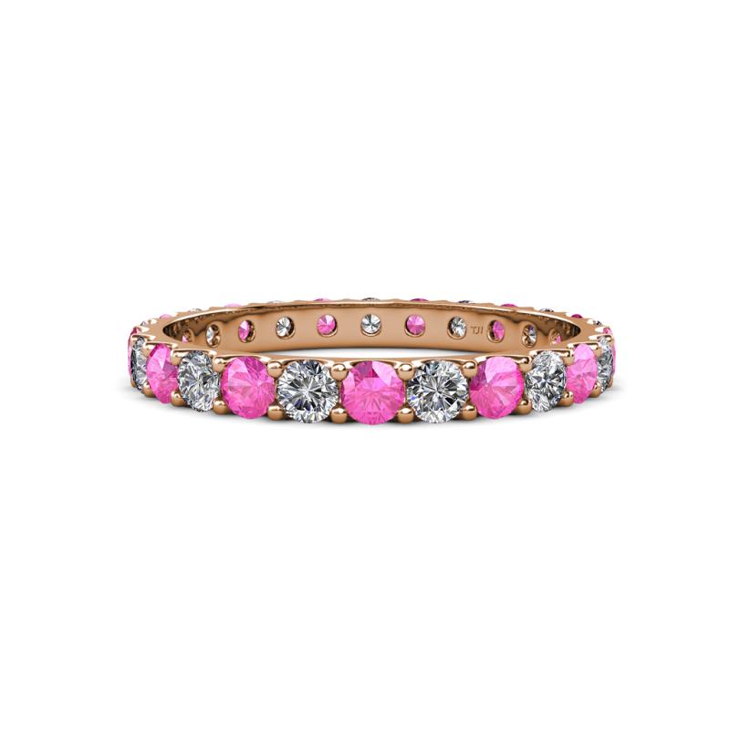 Audrey 3.00 mm Pink Sapphire and Diamond U Prong Eternity Band 