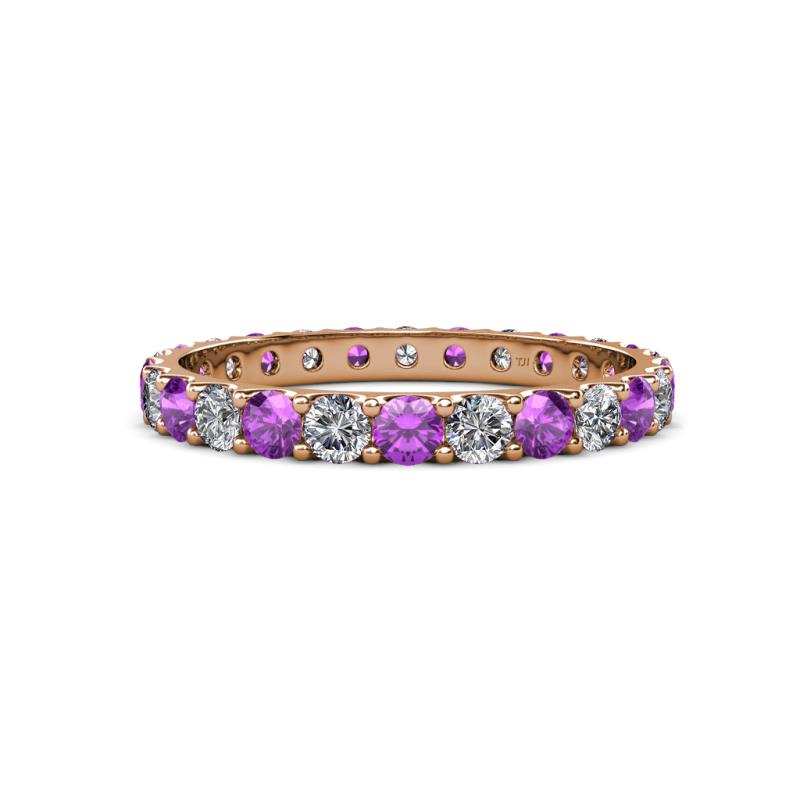 Audrey 3.00 mm Amethyst and Diamond U Prong Eternity Band 