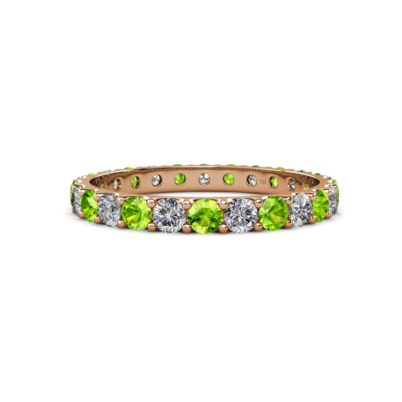 Audrey 3.00 mm Peridot and Diamond U Prong Eternity Band 