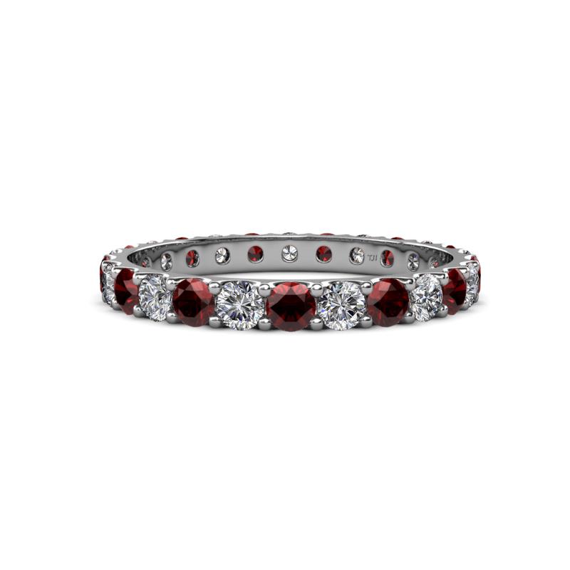 Audrey 3.00 mm Red Garnet and Diamond U Prong Eternity Band 