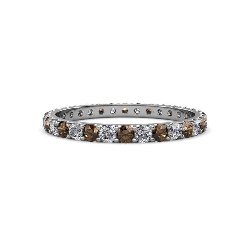 Audrey 2.70 mm Smoky Quartz and Diamond U Prong Eternity Band 