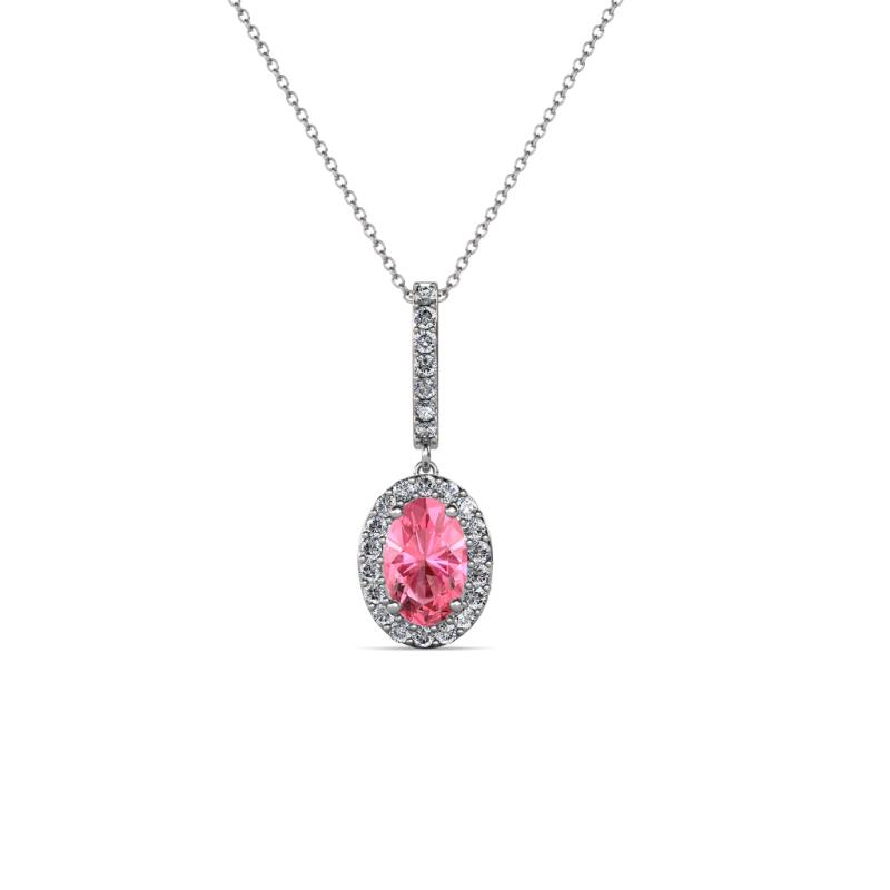 Glenn Petite Pink Tourmaline and Diamond Womens Halo Pendant 