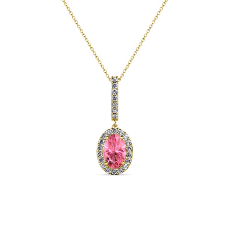 Glenn Petite Pink Tourmaline and Diamond Womens Halo Pendant 