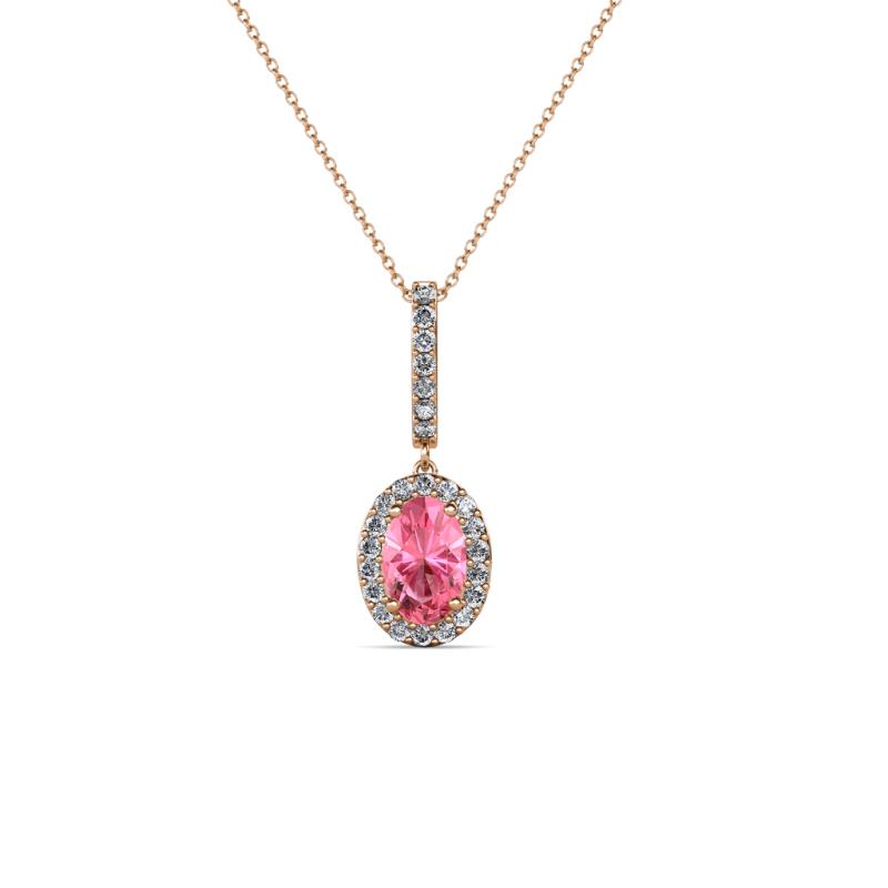 Glenn Petite Pink Tourmaline and Diamond Womens Halo Pendant 