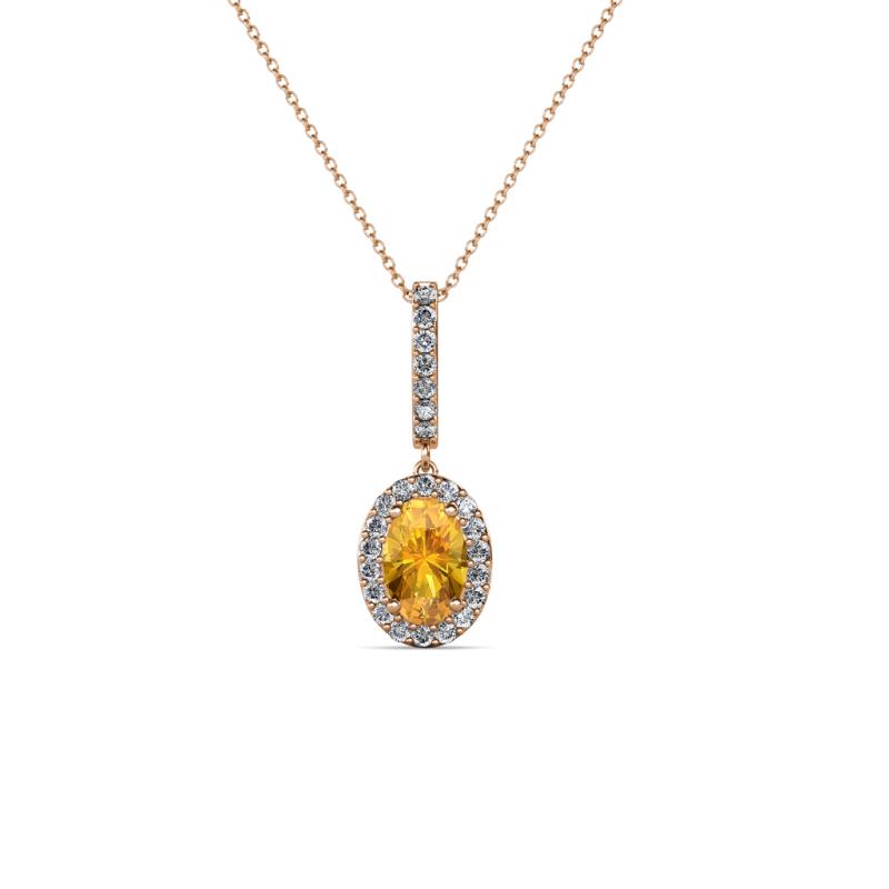 Glenn Petite Citrine and Diamond Womens Halo Pendant 