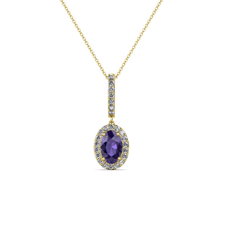 Glenn Petite Iolite and Diamond Womens Halo Pendant 