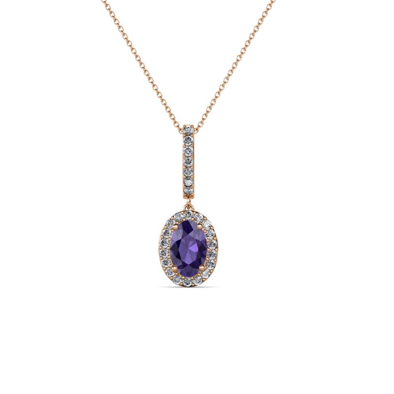 Glenn Petite Iolite and Diamond Womens Halo Pendant 