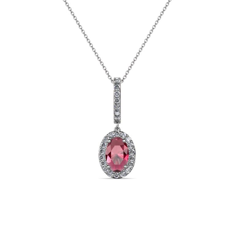 Glenn Petite Rhodolite Garnet and Diamond Womens Halo Pendant 