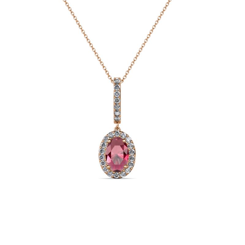 Glenn Petite Rhodolite Garnet and Diamond Womens Halo Pendant 