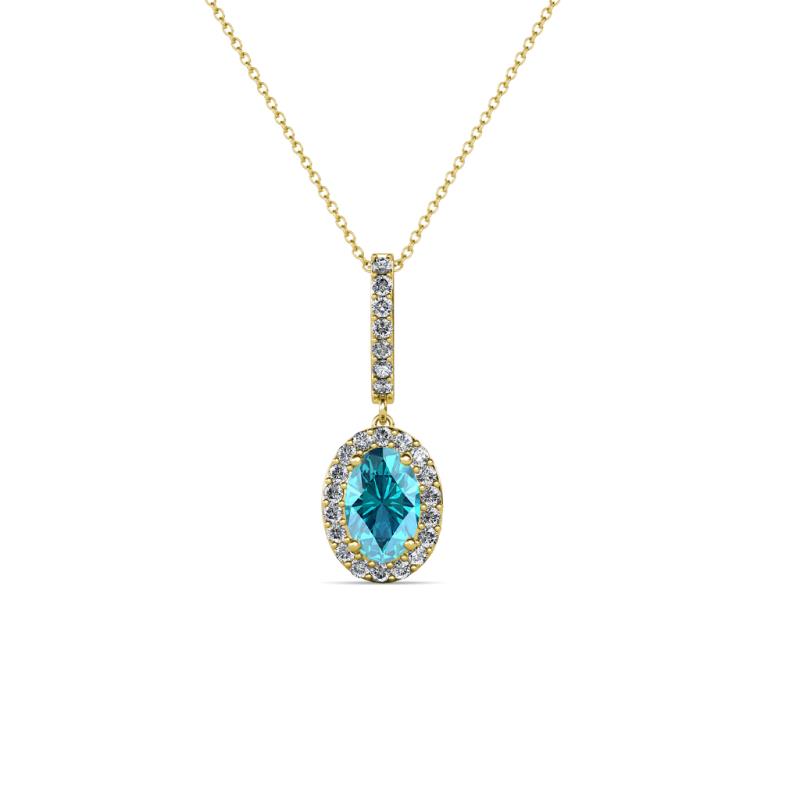 Glenn Petite London Blue Topaz and Diamond Womens Halo Pendant 