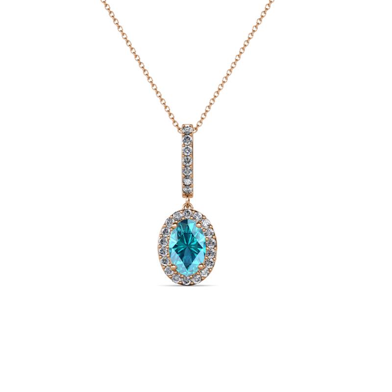 Glenn Petite London Blue Topaz and Diamond Womens Halo Pendant 