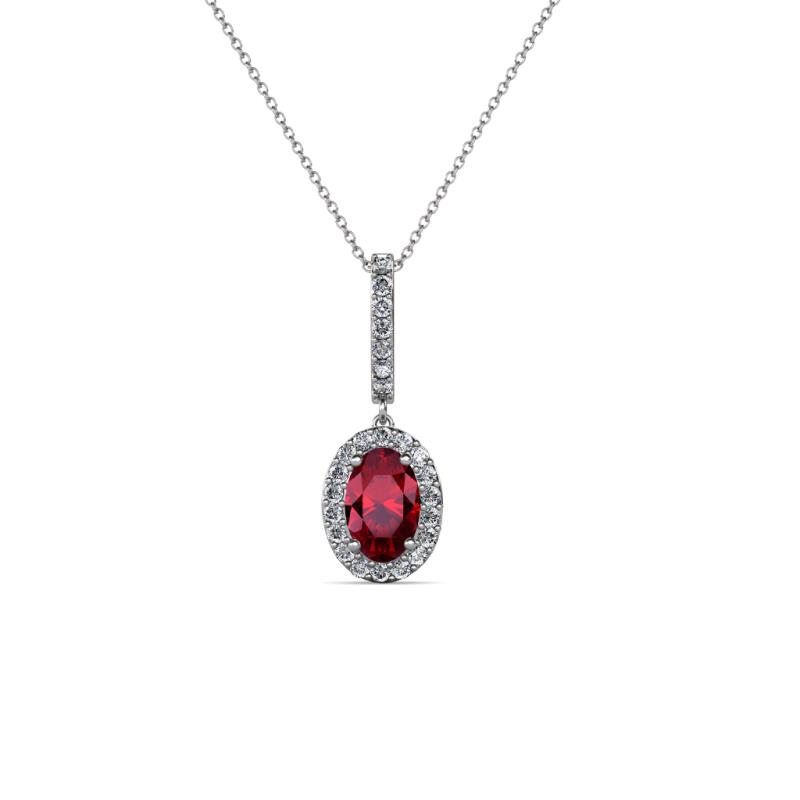 Glenn Petite Ruby and Diamond Womens Halo Pendant 