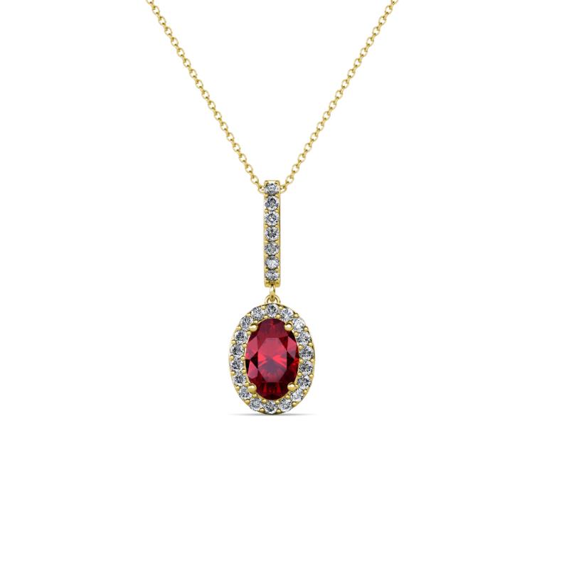 Glenn Petite Ruby and Diamond Womens Halo Pendant 