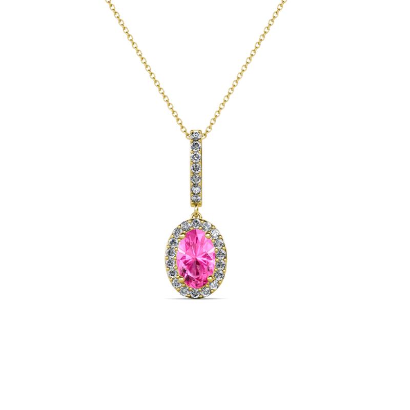 Glenn Petite Pink Sapphire and Diamond Womens Halo Pendant 
