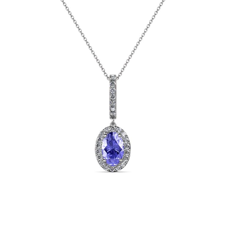 Glenn Petite Tanzanite and Diamond Womens Halo Pendant 