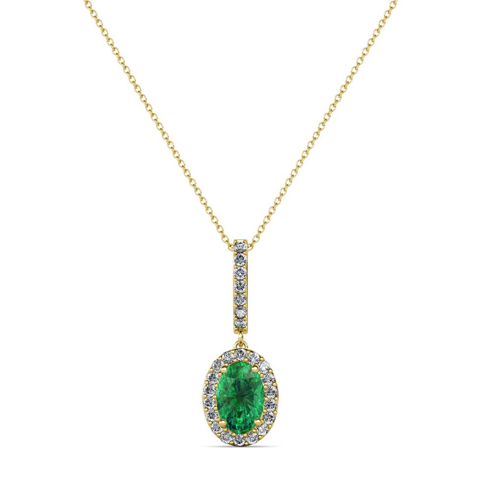 Glenn Petite Emerald and Diamond Womens Halo Pendant 