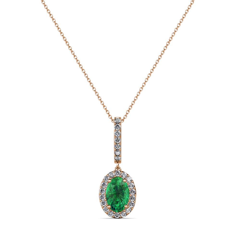 Glenn Petite Emerald and Diamond Womens Halo Pendant 