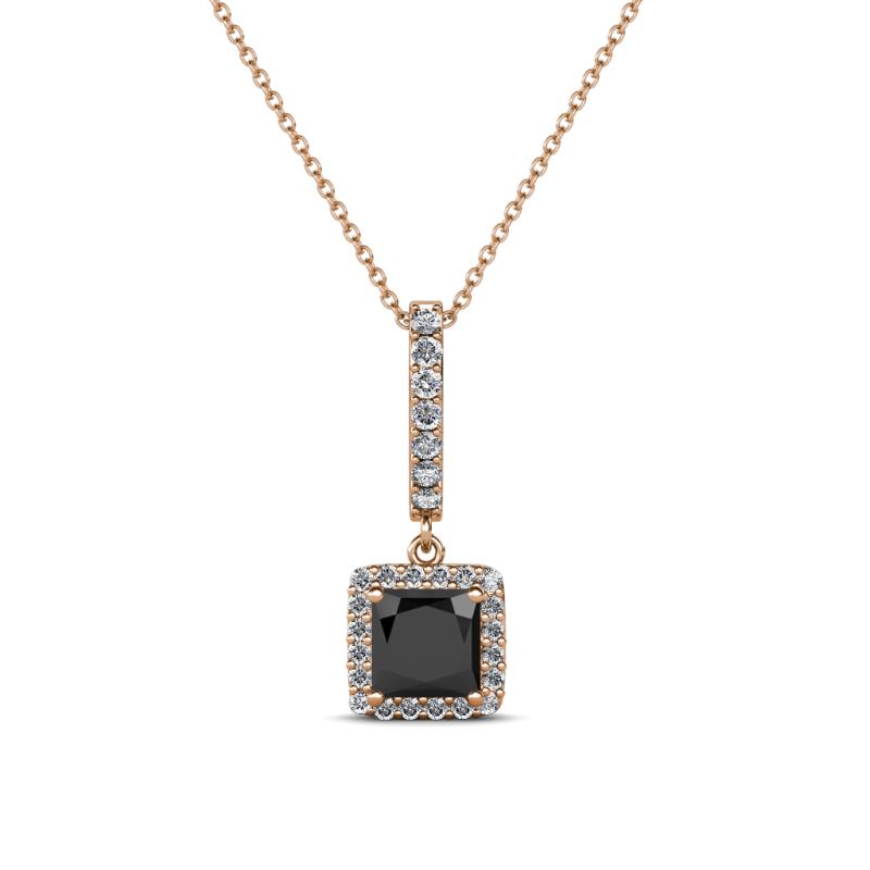 Claire Black and White Diamond Square Shape Halo Pendant 