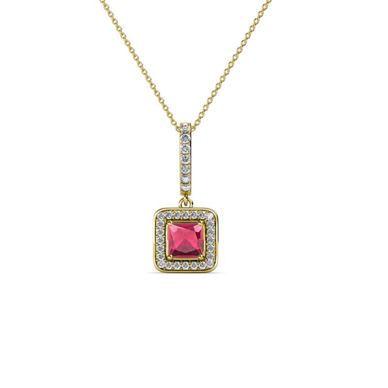 Deana Rhodolite Garnet and Diamond Womens Halo Pendant Necklace 