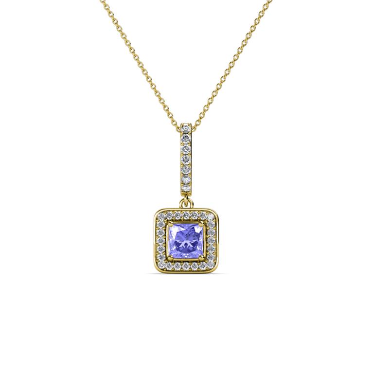 Deana Tanzanite and Diamond Womens Halo Pendant Necklace 