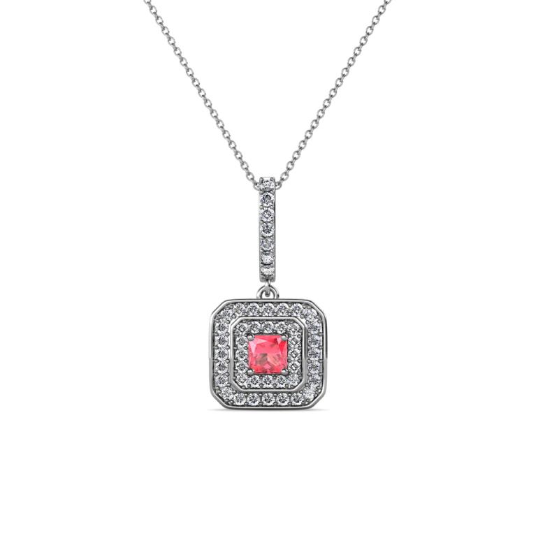 Debbie Pink Tourmaline and Diamond Double Halo Pendant 