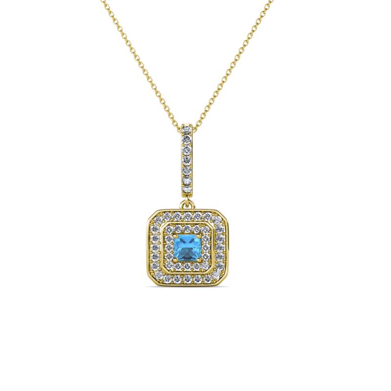 Debbie Blue Topaz and Diamond Double Halo Pendant 