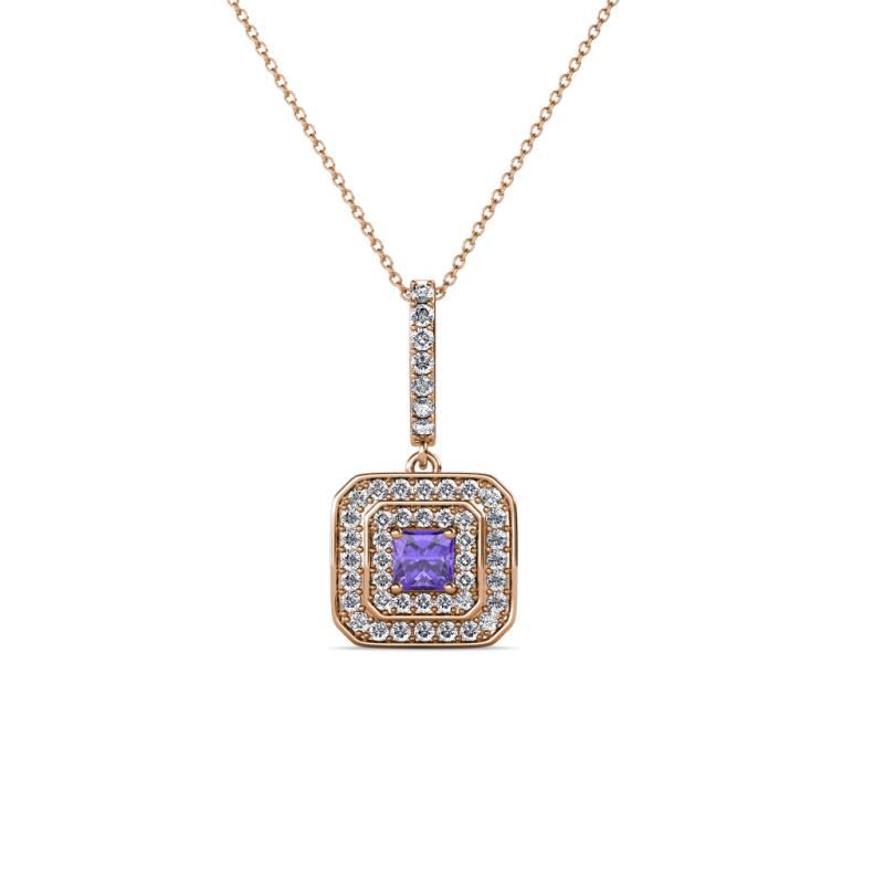 Debbie Iolite and Diamond Double Halo Pendant 