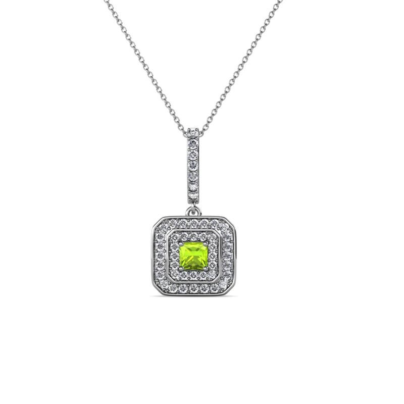 Debbie Peridot and Diamond Double Halo Pendant 