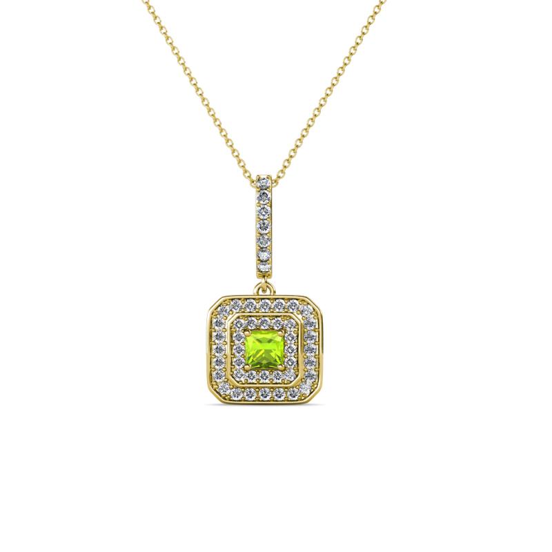 Debbie Peridot and Diamond Double Halo Pendant 