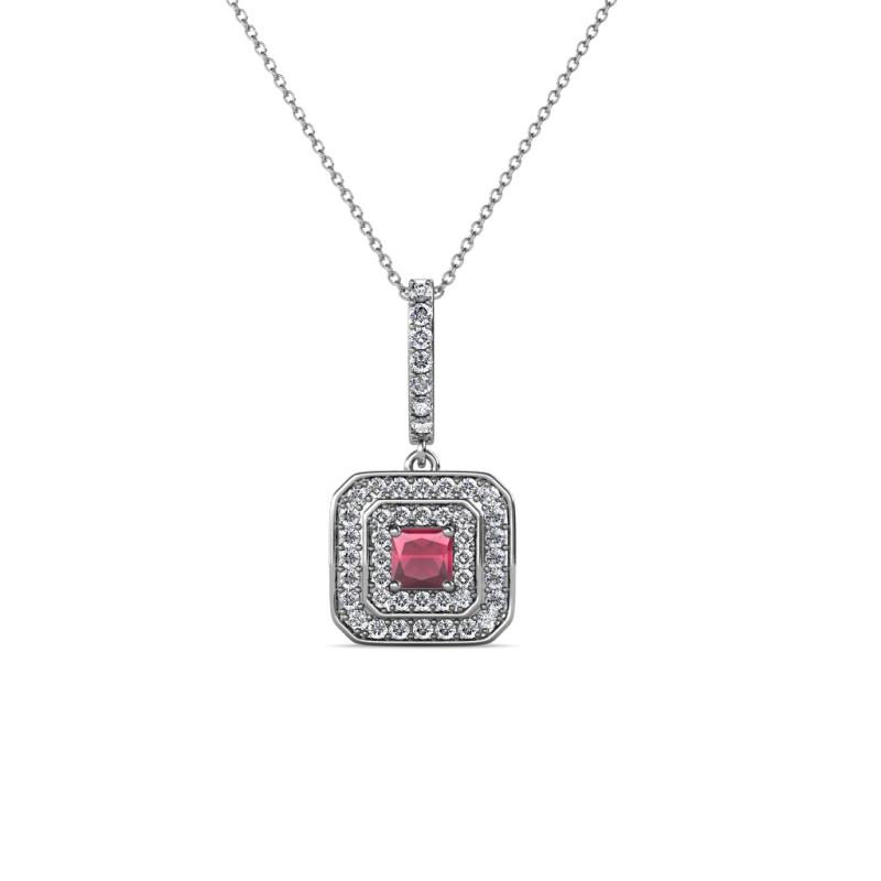 Debbie Rhodolite Garnet and Diamond Double Halo Pendant 
