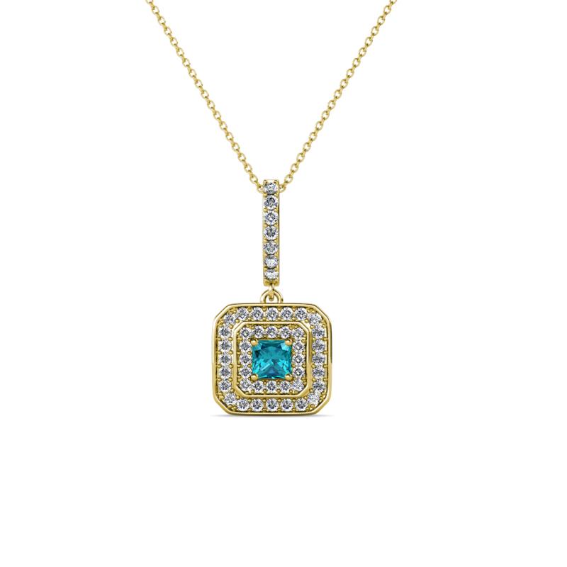 Debbie London Blue Topaz and Diamond Double Halo Pendant 