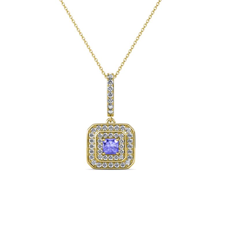 Debbie Tanzanite and Diamond Double Halo Pendant 