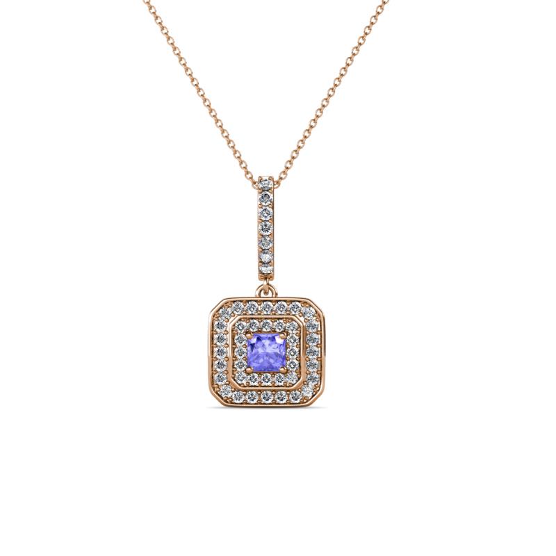 Debbie Tanzanite and Diamond Double Halo Pendant 