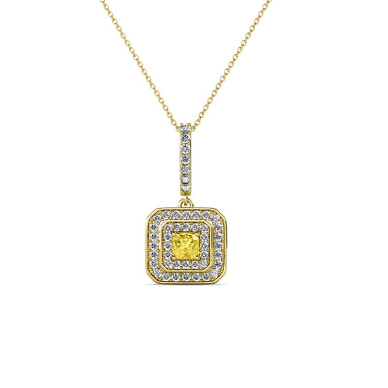Debbie Yellow Sapphire and Diamond Double Halo Pendant 
