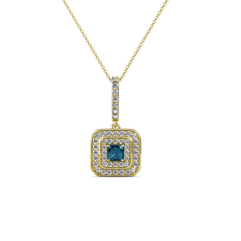 Debbie Blue and White Diamond Double Halo Pendant 