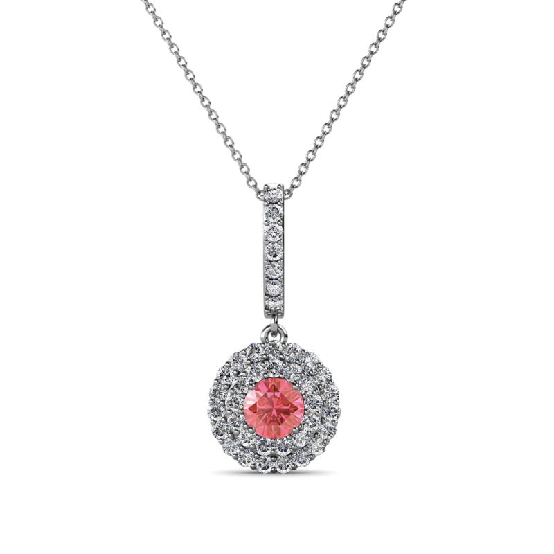 Alva Pink Tourmaline and Diamond Double Halo Pendant 