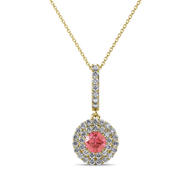 Alva Pink Tourmaline and Diamond Double Halo Pendant 