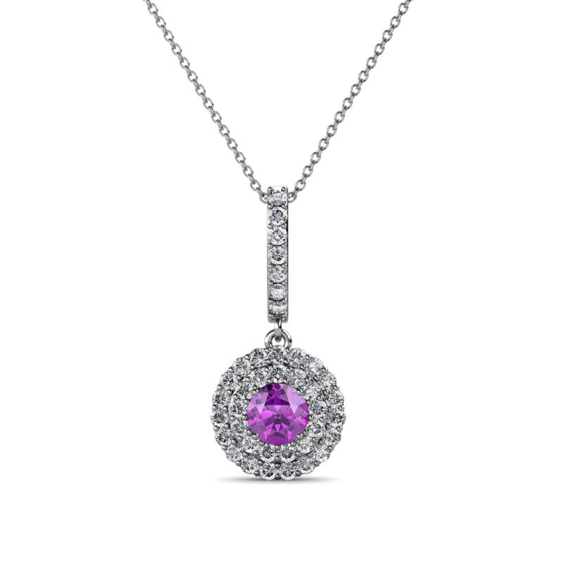Alva Amethyst and Diamond Double Halo Pendant 