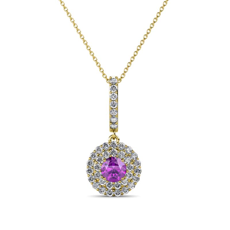 Alva Amethyst and Diamond Double Halo Pendant 
