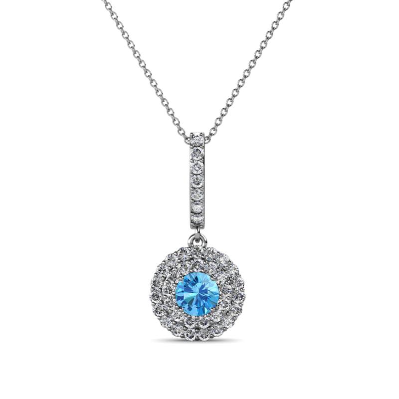Alva Blue Topaz and Diamond Double Halo Pendant 