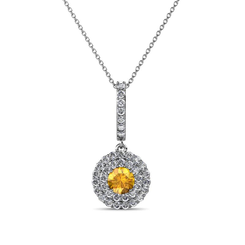 Alva Citrine and Diamond Double Halo Pendant 