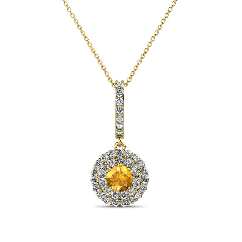Alva Citrine and Diamond Double Halo Pendant 