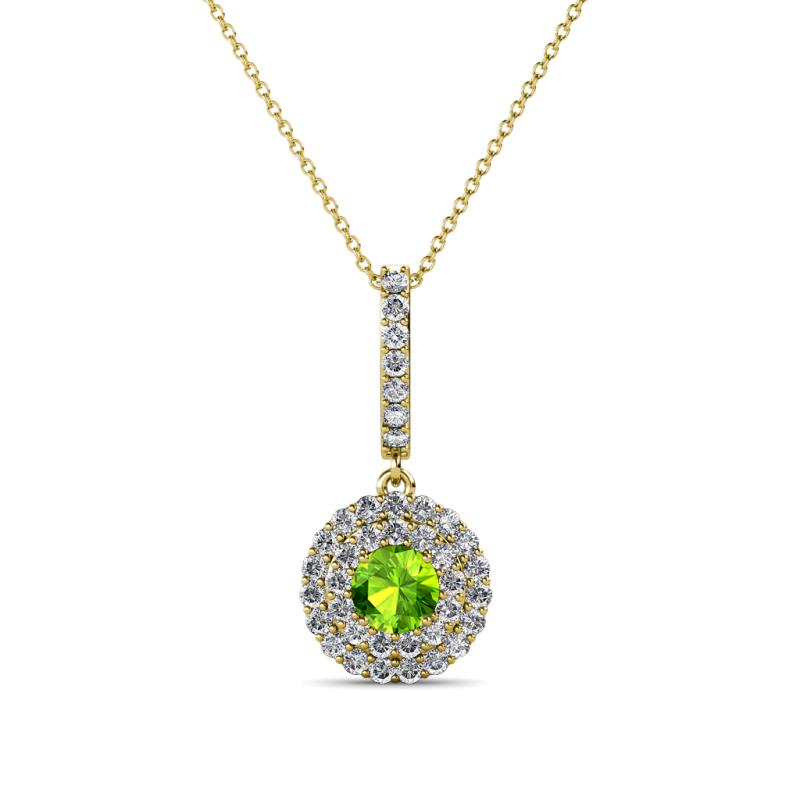 Alva Peridot and Diamond Double Halo Pendant 