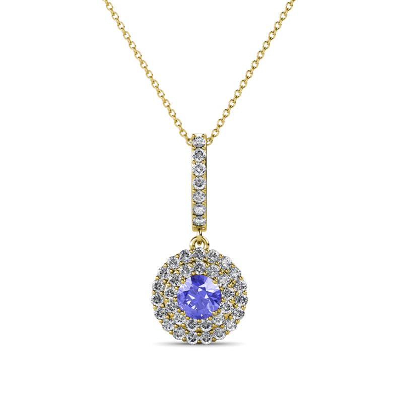 Alva Tanzanite and Diamond Double Halo Pendant 