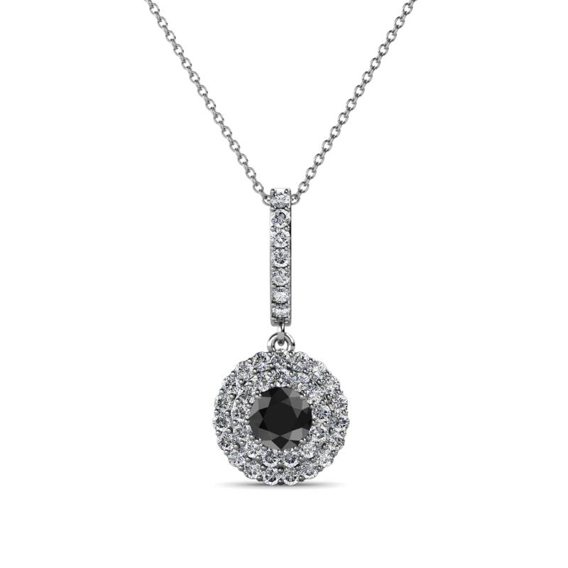 Alva Black and White Diamond Double Halo Pendant 