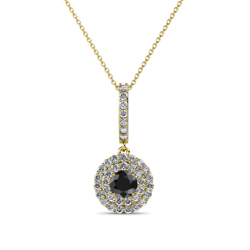 Alva Black and White Diamond Double Halo Pendant 