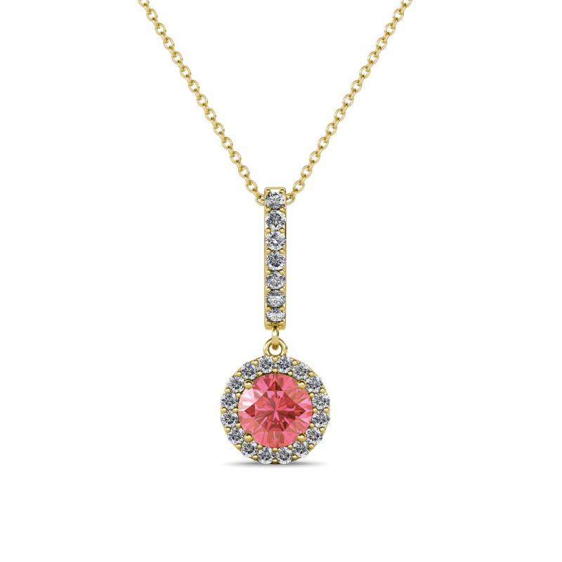 Beth Pink Tourmaline and Diamond Halo Pendant 